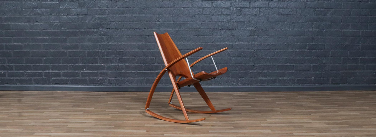 Californian Studio Modern Teak Rocking Chair by Leon Meyer