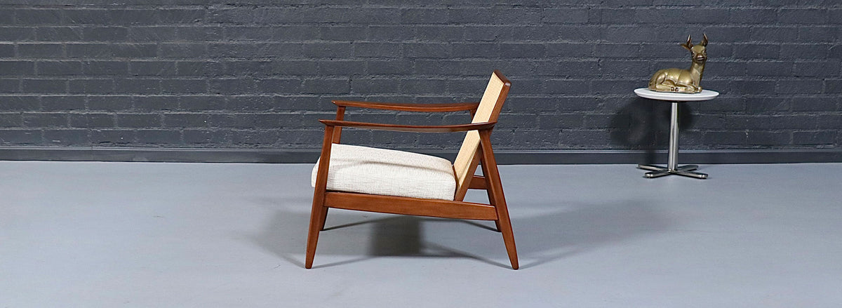 Folke Ohlsson Cane & Tweed Lounge Chair for Dux