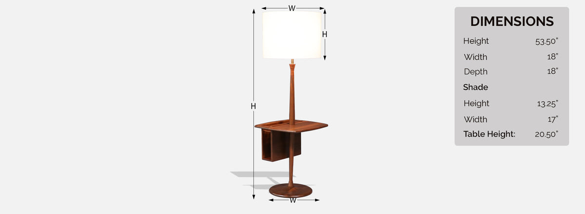 Laurel Floor Lamp w/ Removable Magazine Holder & Tray Table