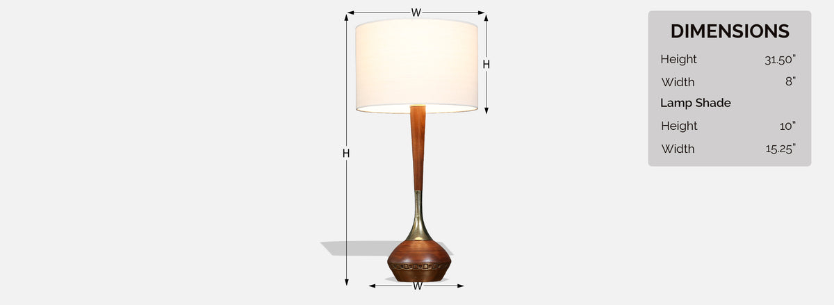 Tony Paul Sculpted Walnut & Brass Table Lamp by Westwood Industries