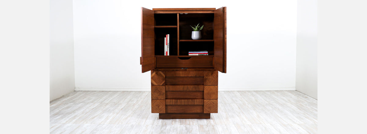 Mid-Century Modern "Stacatto" Geometric Highboy by Lane Furniture Co.