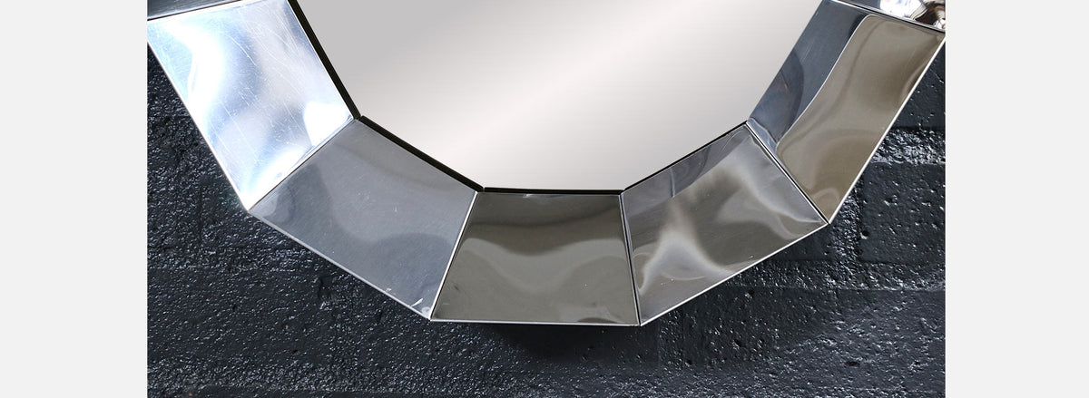 Vintage Curtis Jere Faceted Chrome Geometric Mirror for Artisan House