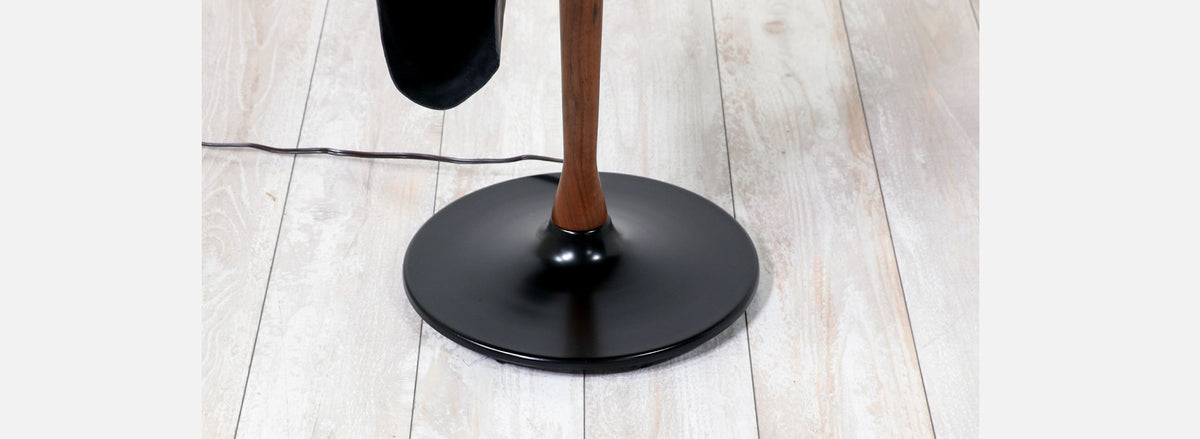 Mid-Century Modern Floor Lamp with Leather Magazine Holder by Laurel Lamp Co.