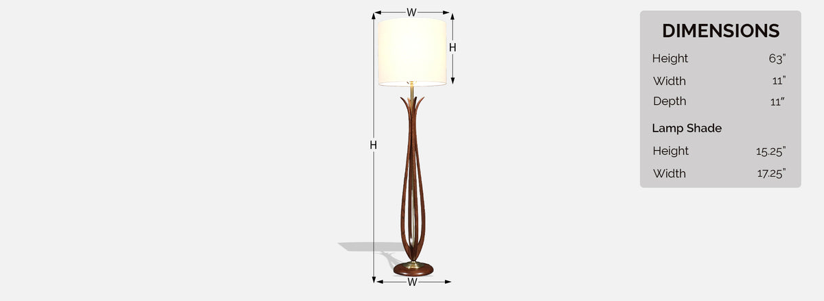 Mid-Century Sculpted Wood Floor Lamp by Roller Lamp Co.