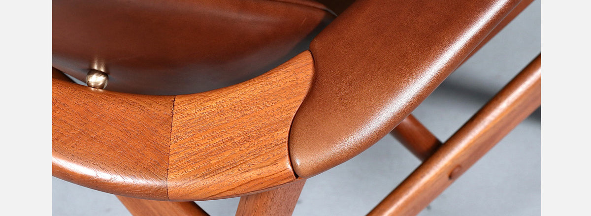Arne Hovmand-Olsen Teak & Cognac Leather Lounge Chair for Mogens Kold