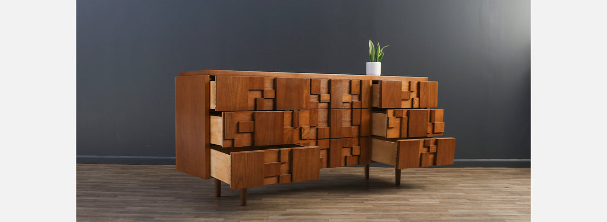 Mid-Century Brutalist "Staccato" Dresser by Lane