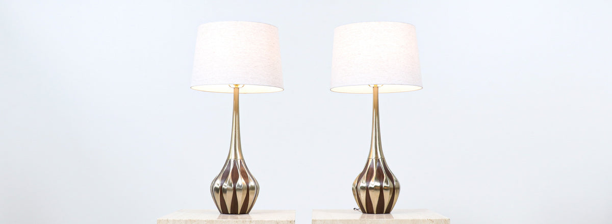 Mid-Century Sculpted Brass Tables Lamp by Laurel