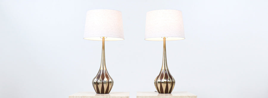 Mid-Century Sculpted Brass Tables Lamp by Laurel