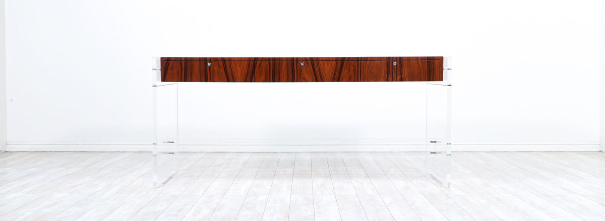 Poul Norreklit Executive Rosewood & Lucite Desk for Sigurd Hansen 
