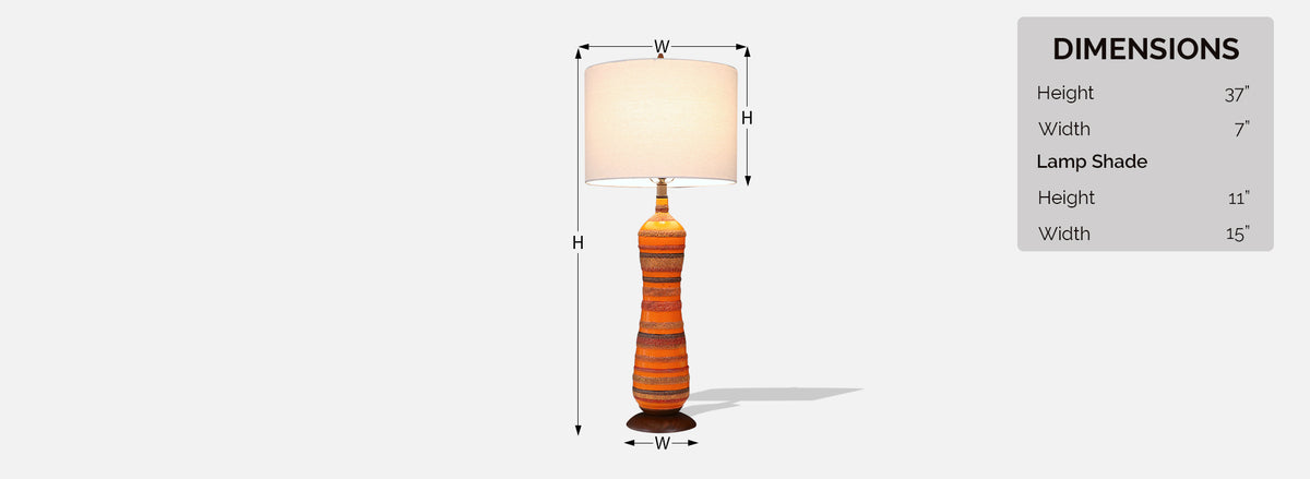 Mid-Century Modern Orange Glazed Ceramic Table Lamp by Phil-Mar