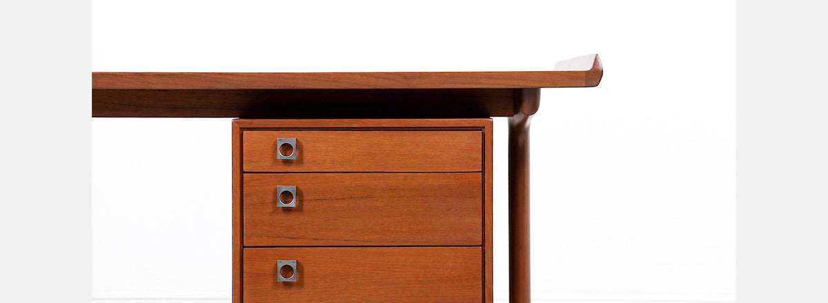 Danish Modern Executive Teak Desk for H.P. Hansen