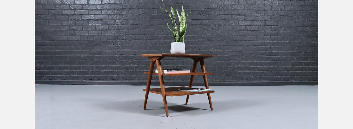 Merton L. Gershun Pyramid Tier Table w/ Steel Accent for American of Martinsville