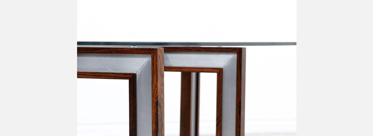 Danish Modern Rosewood & Steel Coffee Table by Henning Korch