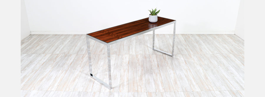 Mid-Century Modern Rosewood & Polished Chrome Console Table