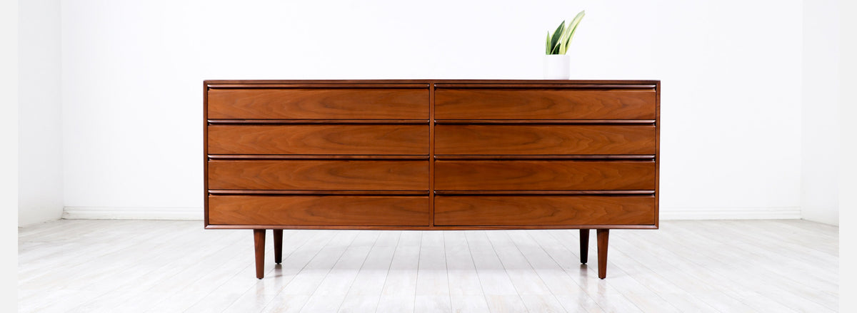 Scandinavian Modern Walnut 8-Drawer Dresser by Westnofa