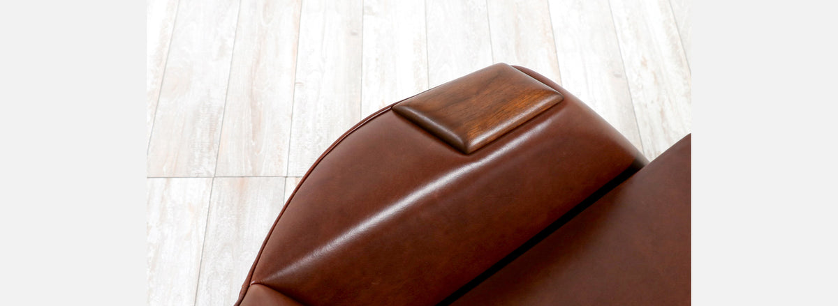 Adrian Pearsall Wing Back Cognac Leather Lounge Chair 