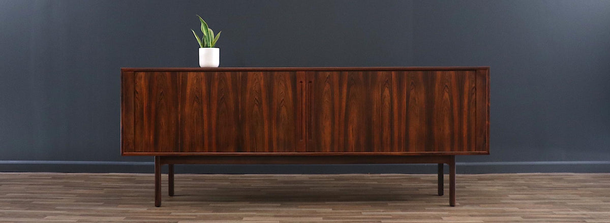 Danish Modern Rosewood Tambour-Doors Credenza by Georg Petersens