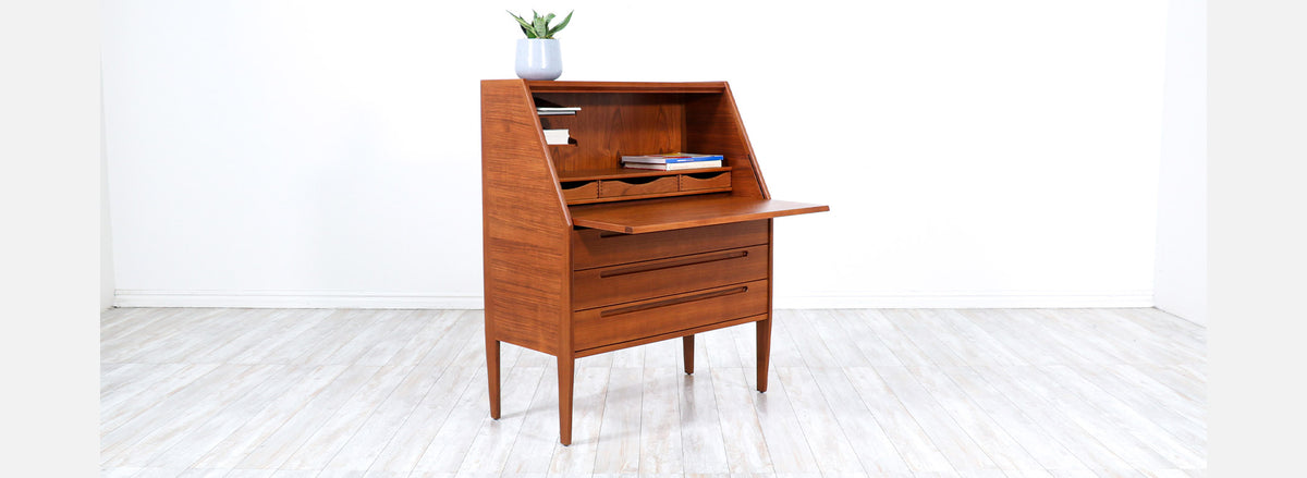 Nils Jonsson Drop-Leaf Writing Teak Desk for Torring Mobelfabrik 