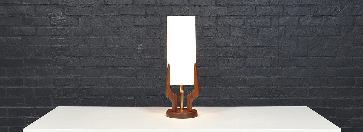 David Shreve Sculptural Walnut Table Lamp for V.H. Woolums