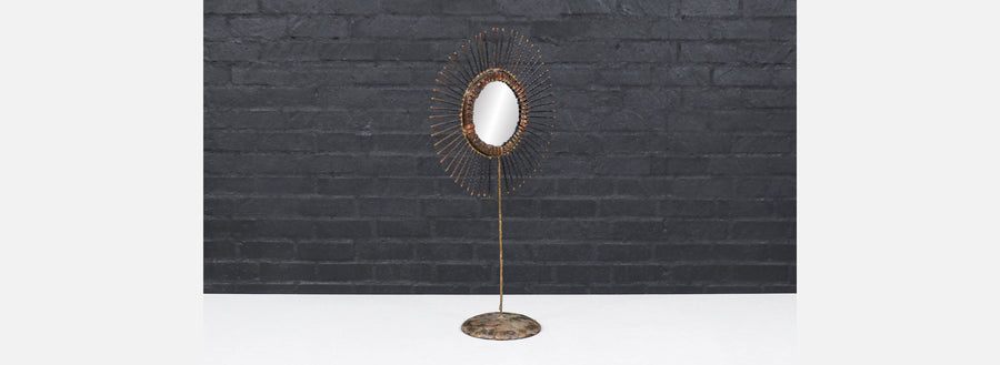 Curtis Jere Sunburst Brass Vanity Mirror for Artisan House
