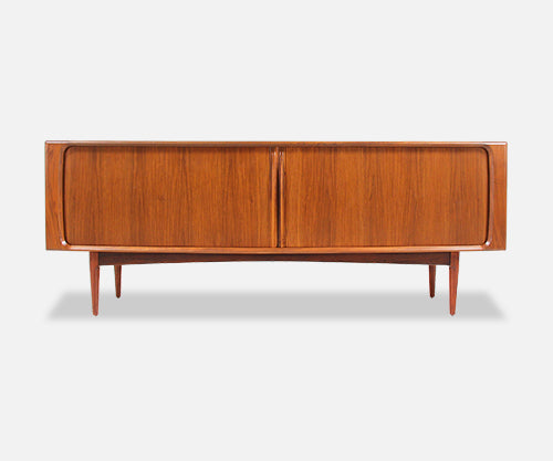 Danish Modern Tambour-Door Walnut Credenza by Bernhard Pedersen and Son