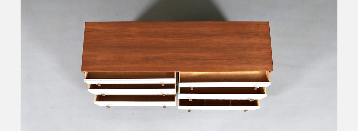 California Modern 6-Drawer Two-Tone Lacquered Dresser by Stanley Young