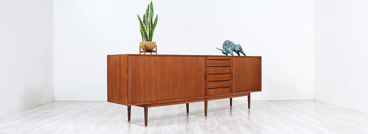 Arne Vodder Tambour-Door Teak Credenza for Sibast Møbler