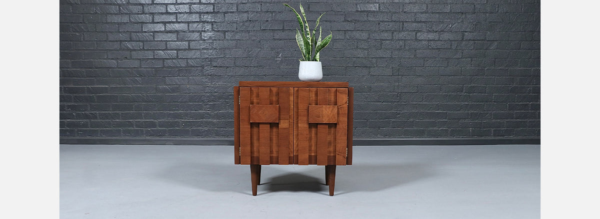 Single Mid-Century Brutalist Modern "Staccato" Night Stand by Lane