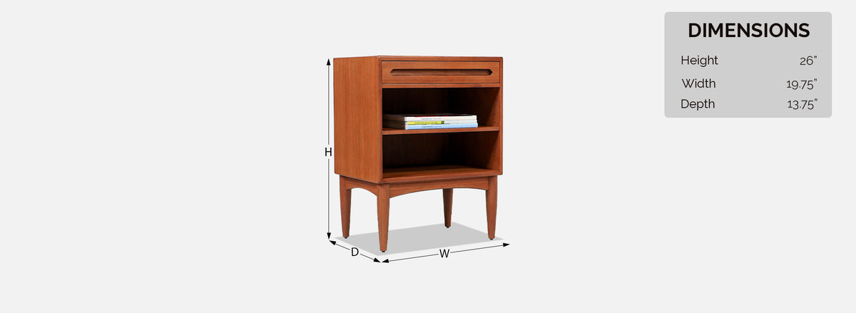 Danish Modern Teak Night Stand with Bookshelf by E.W. Bach