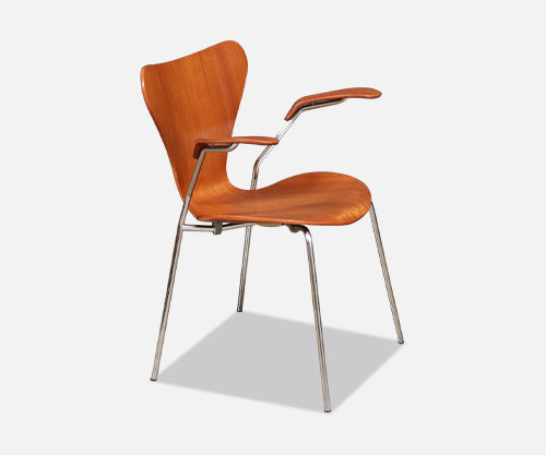 Vintage Arne Jacobsen Series-7 Teak Desk Chair for Fritz Hansen