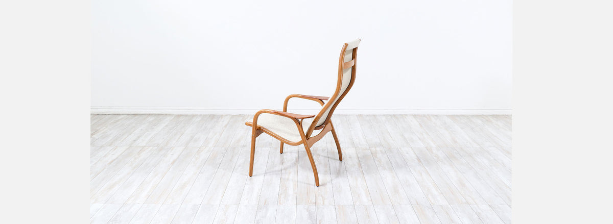 Yngve Ekstrom "Lamino" Sculpted Oak Lounge Chair with Ottoman for Swedese