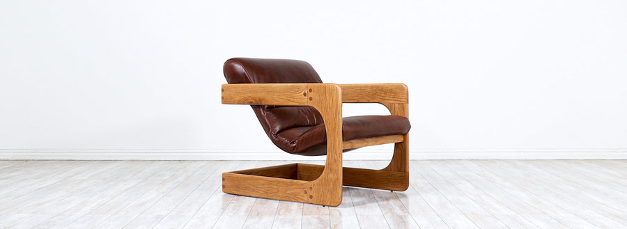 Lou Hodges Floating Seat Leather Lounge Chair for California Design Group