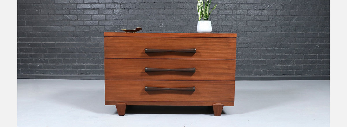 Mid Century Modern 3-Drawer Dresser w/ Bowtie Handles
