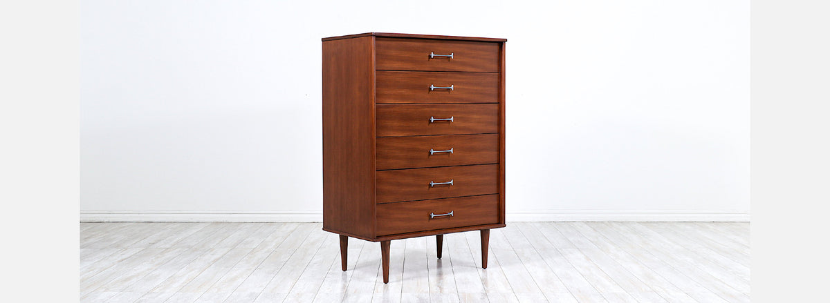 Milo Baughman Chest of Drawers with Chrome Handles for Drexel