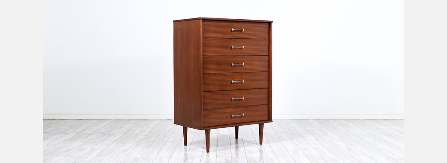 Milo Baughman Chest of Drawers with Chrome Handles for Drexel