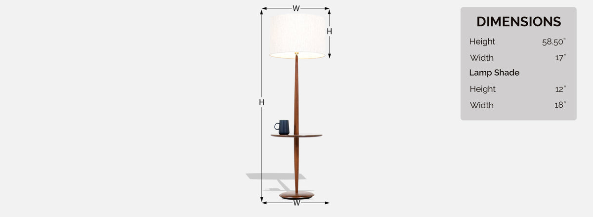 Vintage Sculpted Walnut Floor Lamp with Side Table by Laurel