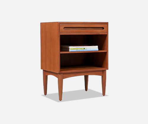 Danish Modern Teak Night Stand with Bookshelf by E.W. Bach