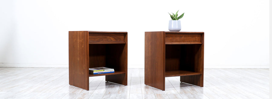 T.H. Robsjohn-Gibbings Walnut Night Stands for Widdicomb