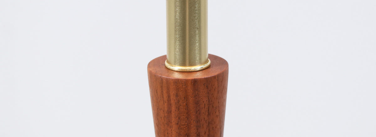 Mid-Century Modern Walnut & Brass Accent Table Lamp by Laurel