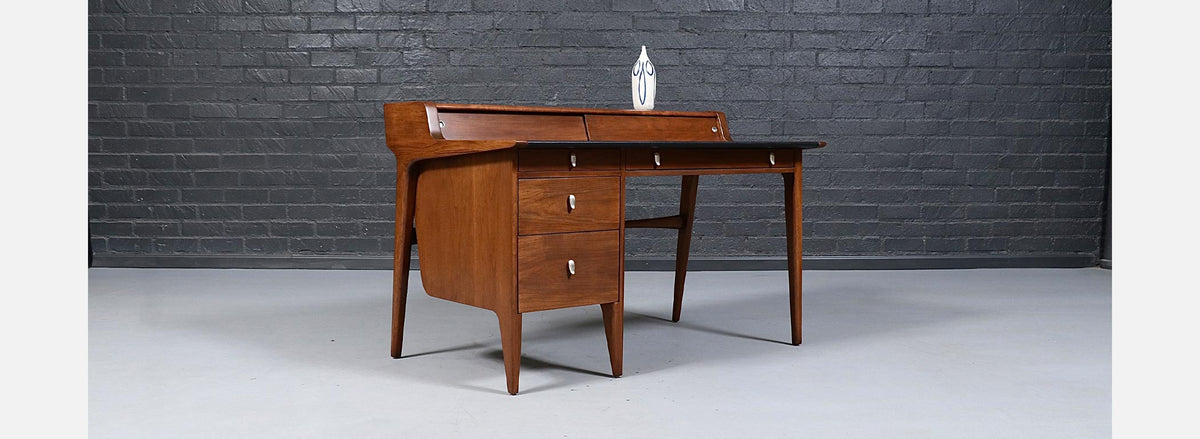 John Van Koert "Profile" Model-K80 Executive Desk w/ Leather Top for Drexel