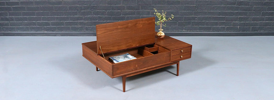 Drexel “Declaration” Walnut Coffee Table by Kipp Stewart & Stewart MacDougall