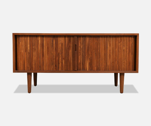 Low Profile Milo Baughman Tambour-Door Credenza for Glenn of CA