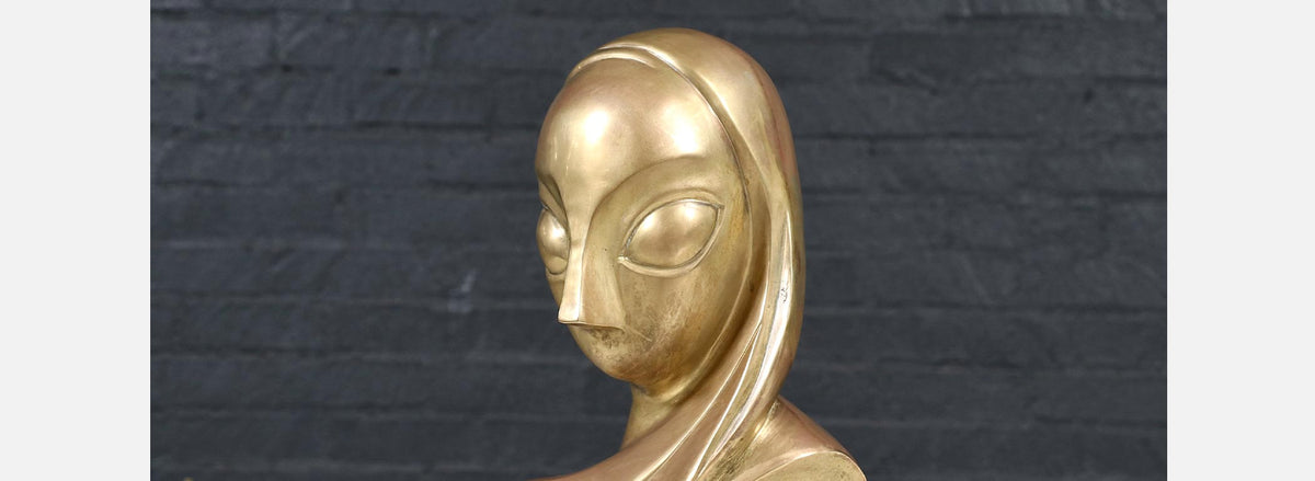 Vintage Modernist Brancusi-Inspired Bust Sculpture