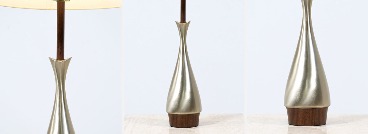 Mid-Century Modern Sculpted Brass Table Lamp by Laurel