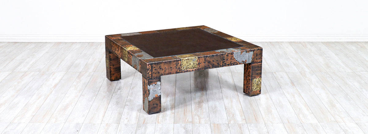 Paul Evans Brutalist Mixed Metal Coffee Table for Directional