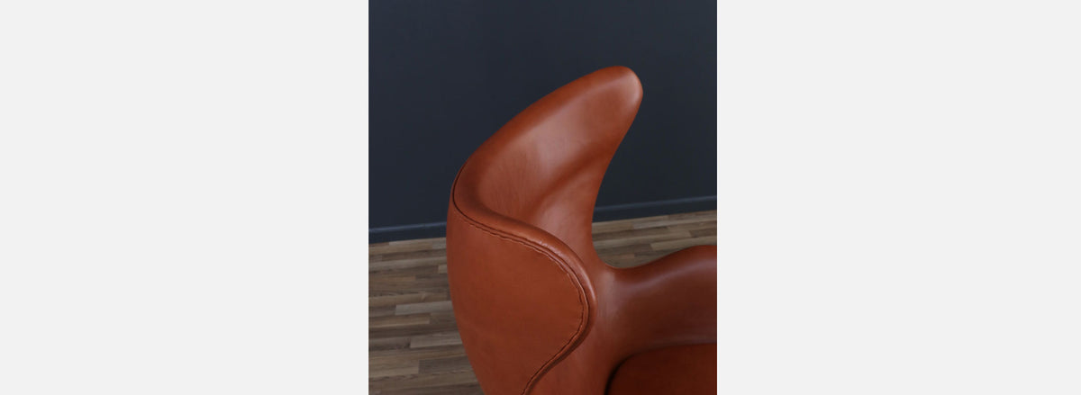 Vintage Arne Jacobsen Cognac Leather "Egg" Chair 