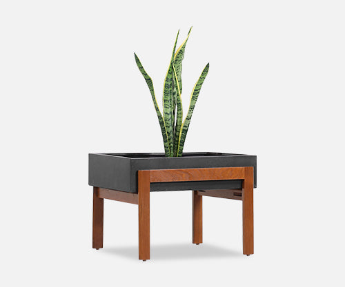 Danish Modern Teak Planter with Floating Metal Tray