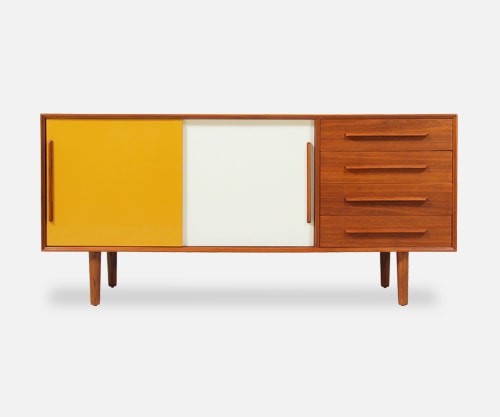 Danish Modern Lacquered & Teak Credenza
