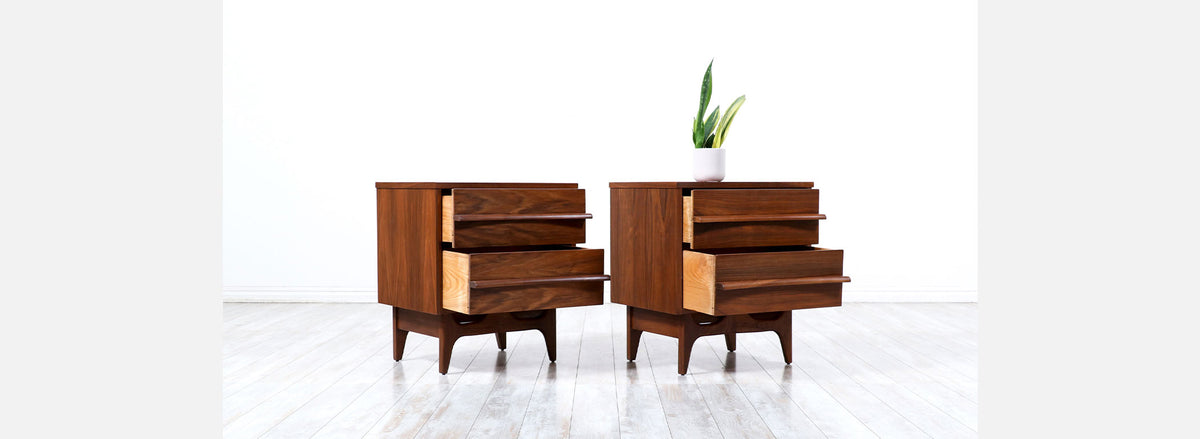 Mid-Century Modern Curved-Front Night Stands by Young Furniture
