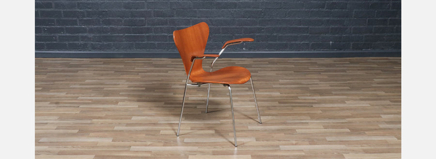 Vintage Arne Jacobsen Series-7 Teak Desk Chair for Fritz Hansen